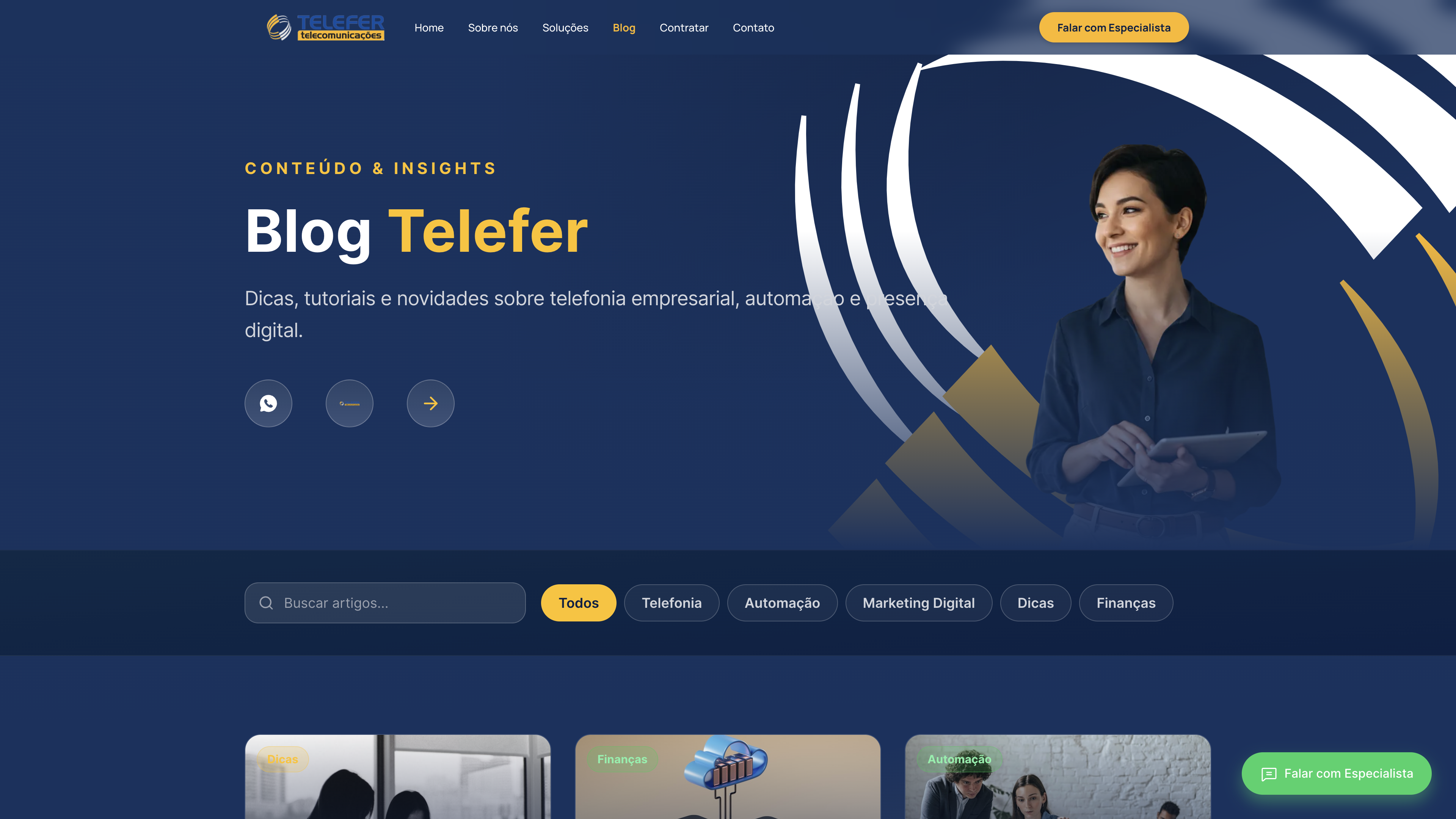 Página pública do Blog Telefer