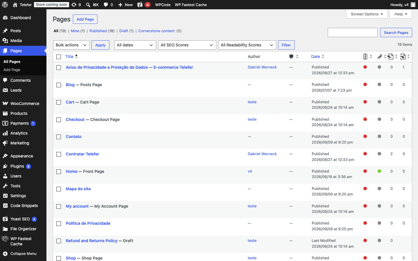 Lista de páginas no WordPress